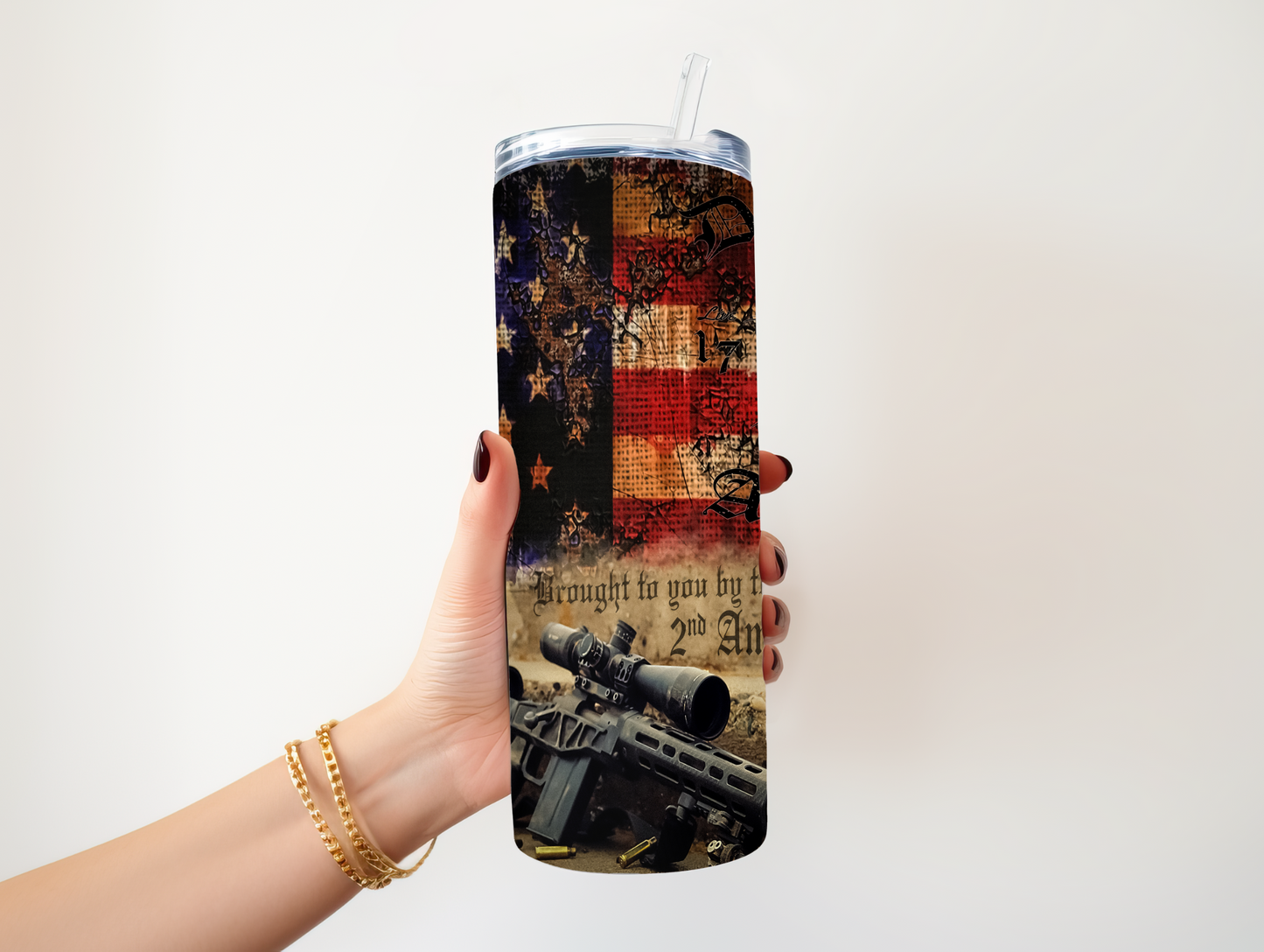 US Flag and Gun Tumbler